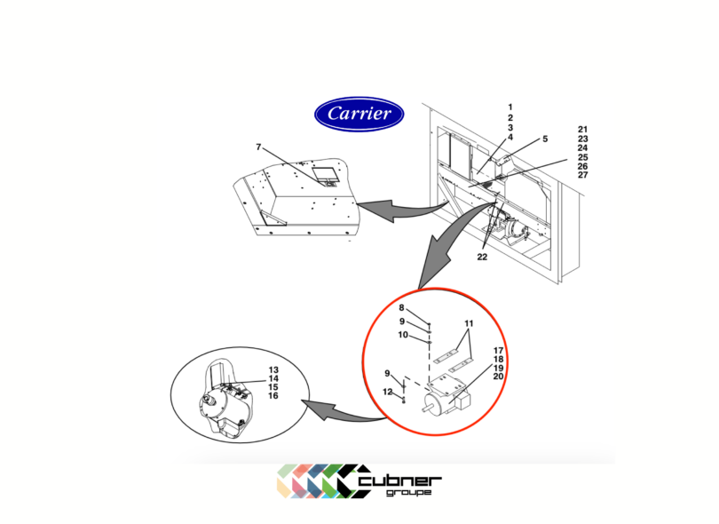 Moteur condenseur CARRIER 54-00586-20 occasion reconditionné