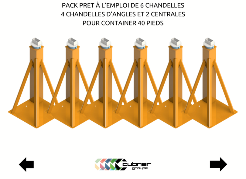 Pack 6 chandelles de levage pour conteneur maritime dry ou reefer frigorifique