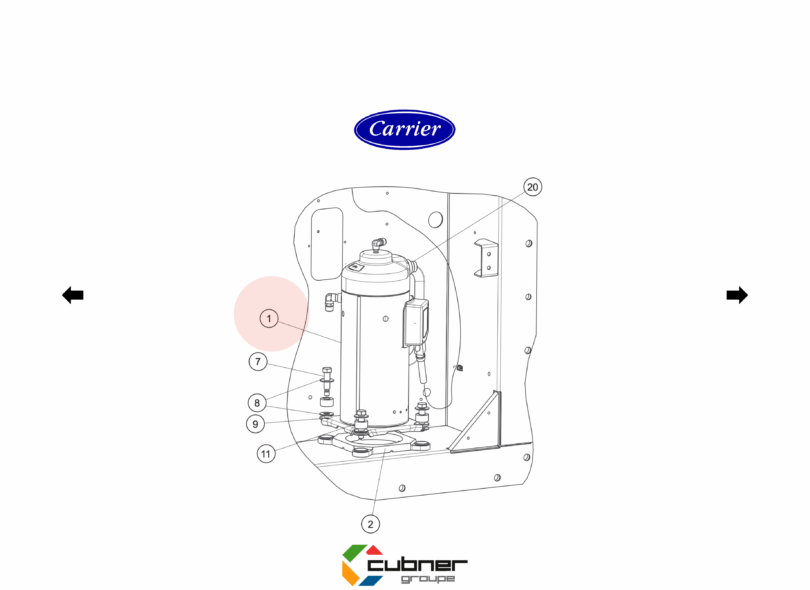 Carrier compresseur scroll 18-10178-22 primeline cubner