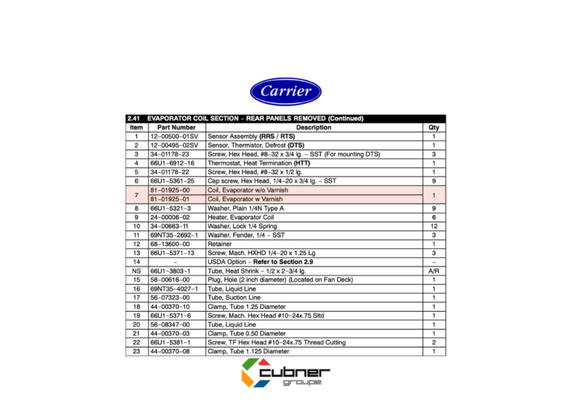 Évaporateur Carrier 81-01925-01 81-01925-00 evaporator coil THINLINE 69NT40-541 Cubner