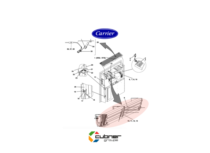 Évaporateur Carrier 81-01925-01 81-01925-00 evaporator coil THINLINE 69NT40-541 Cubner