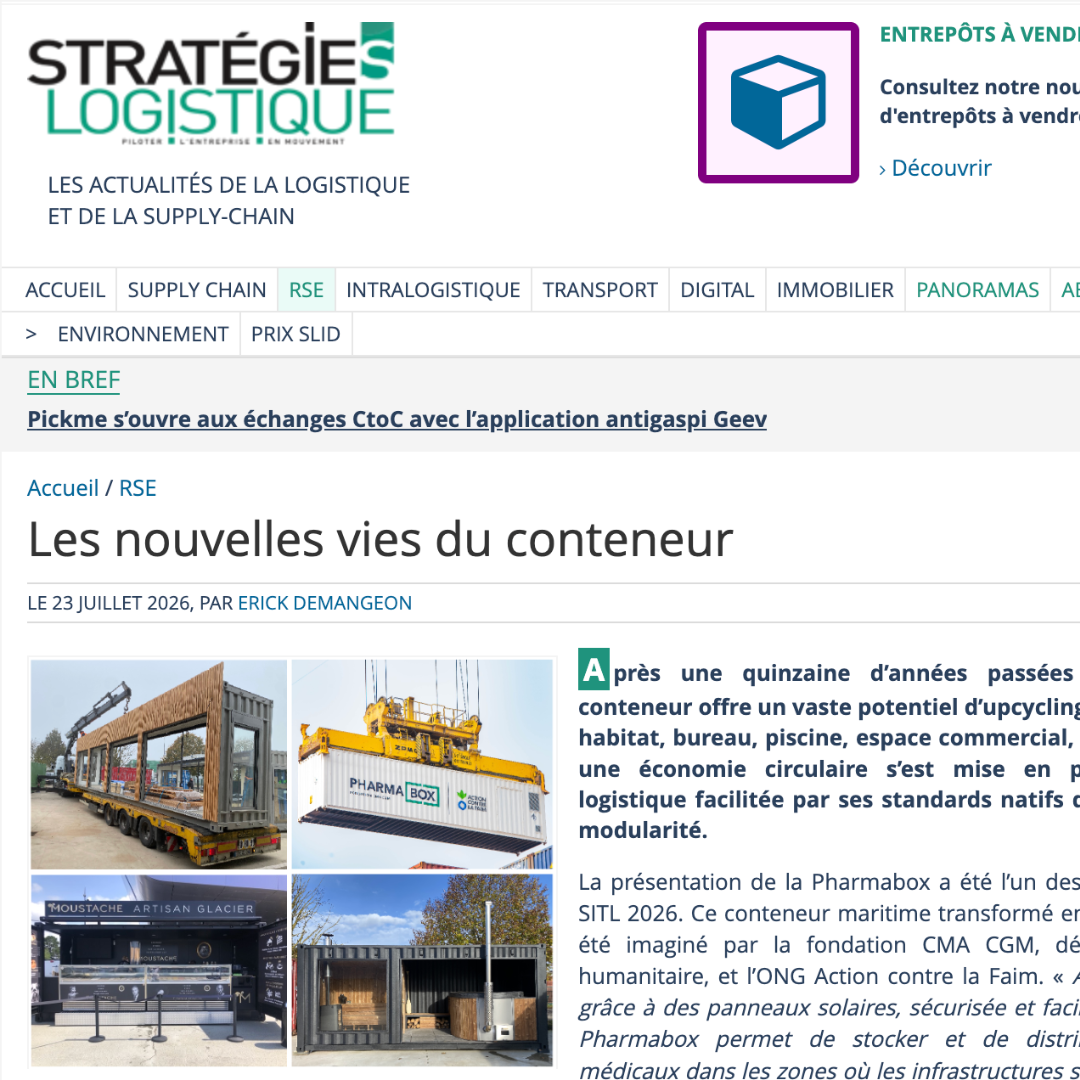 Transformation de conteneur maritime : Cubner et Calcub cités par Stratégies Logistique